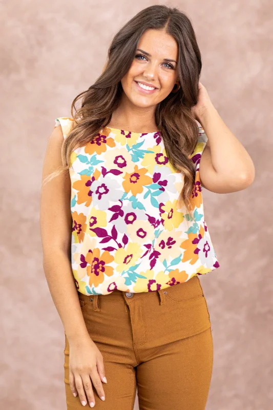 Berry Multicolor Floral Print Top