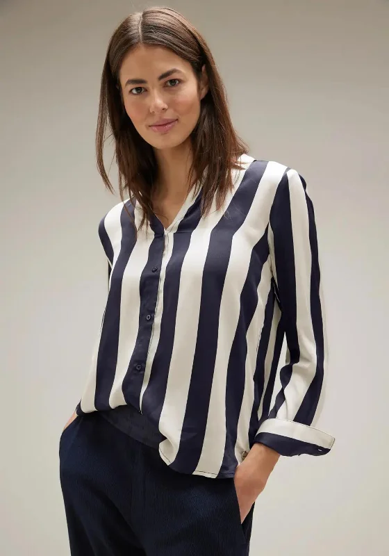 Street One Satin Stripe Blouse, Lucid White