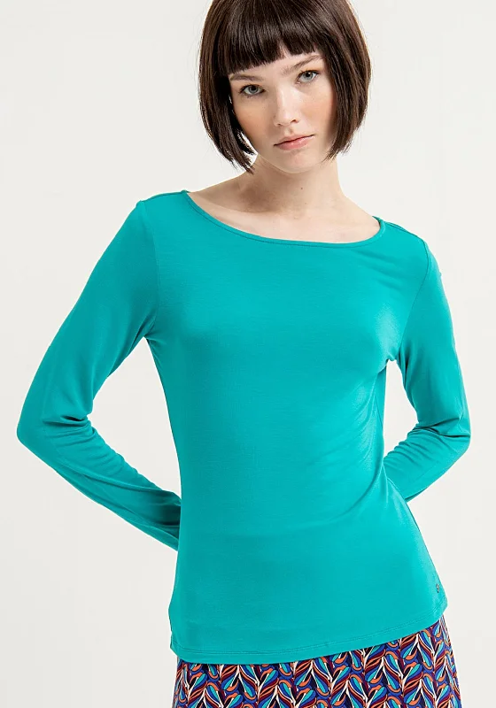 Surkana Boat Neckline Top, Turquoise