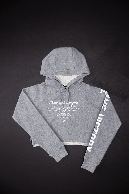 MAKE HISTORY CROP HOODIE - GREY