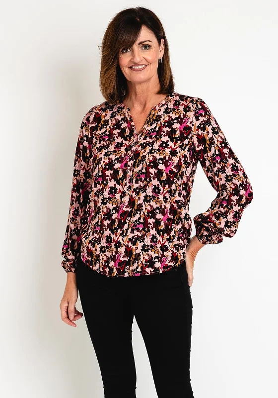 Soyaconcept Talena Split Neckline Lightweight Floral Blouse, Rose