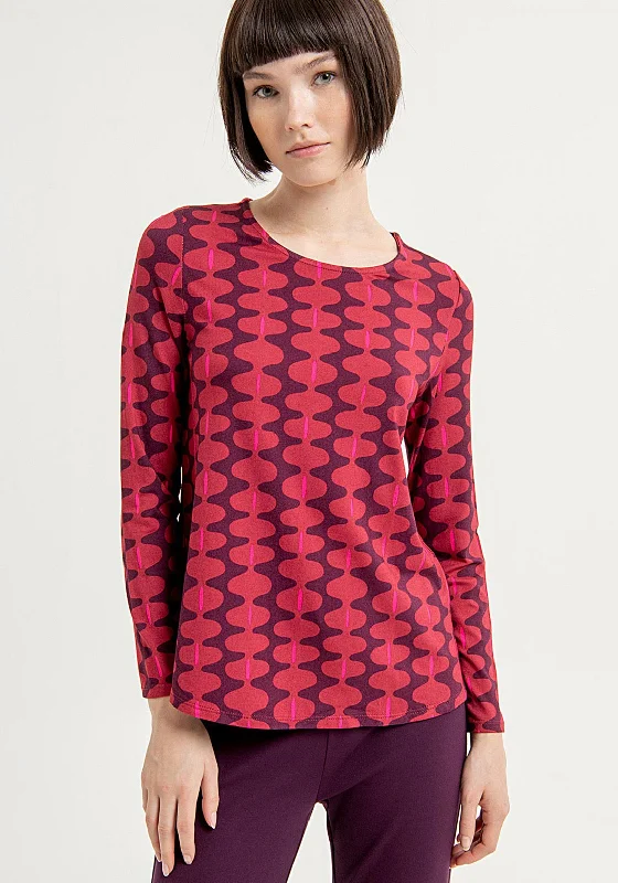 Surkana Round Neck Print Top, Maroon