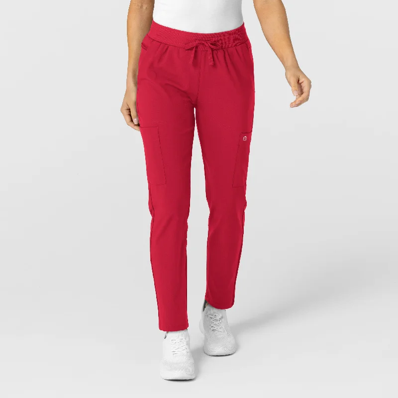 W123 Women's Flex-n-Reach Track Scrub Pant - Red