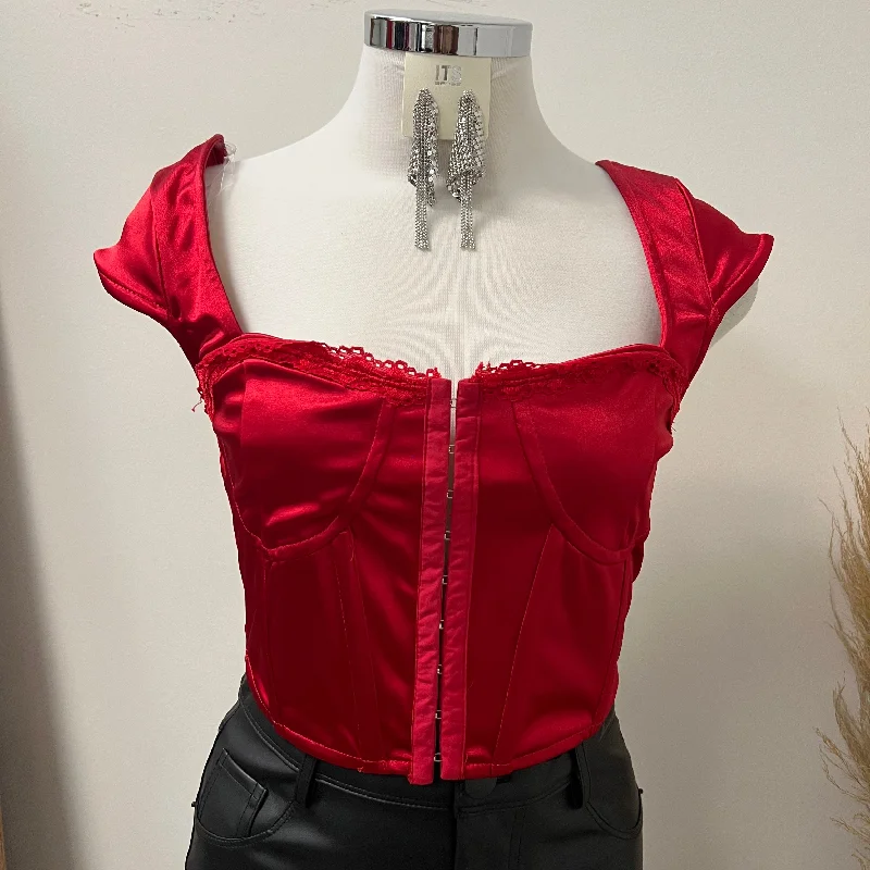 Satin Corset Top-Red