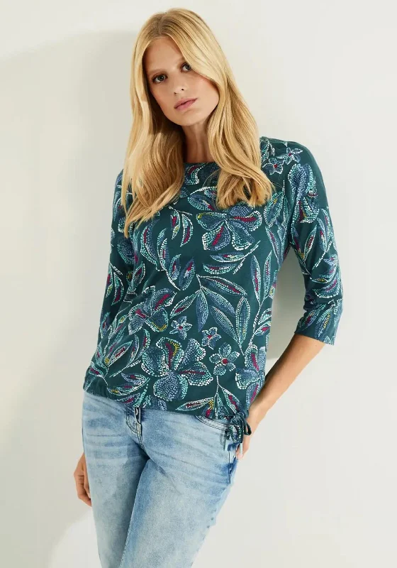 Cecil All Over Floral T-Shirt, Deep Lake Green