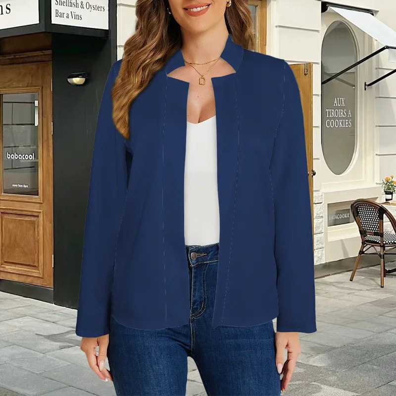 Open Front Long Sleeve Blazer Navy