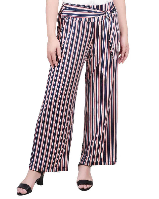 Petite Cropped Pull On Pants With Sash