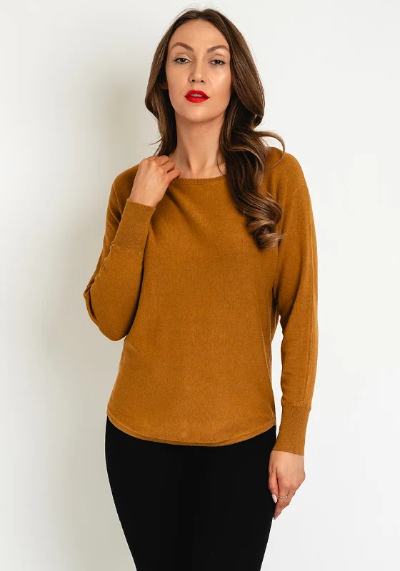 Soya Concept Button Back Detail  Knit Top, Mustard