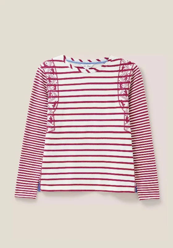 White Stuff Whisper Interlock Multi Stripe Tee, Pink Multi