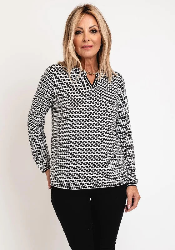 Betty Barclay Geo Line Pattern Top, Black & White