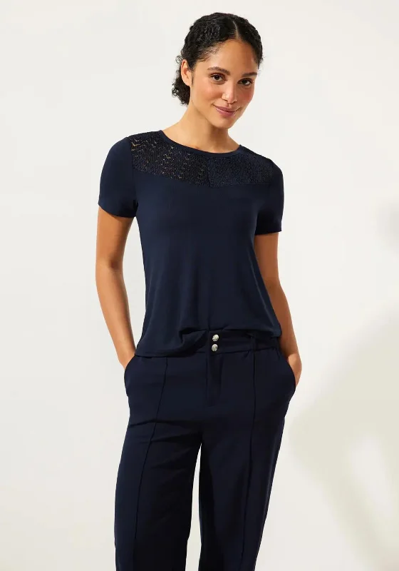 Street One Lace Detail Top, Deep Blue