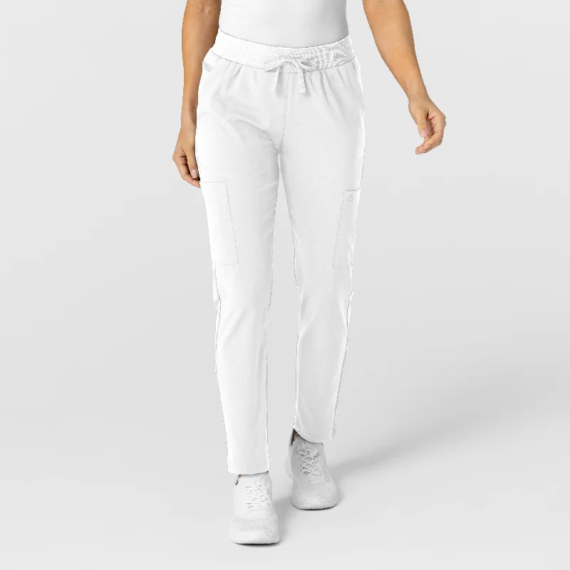 W123 Women's Flex-n-Reach Track Scrub Pant - White